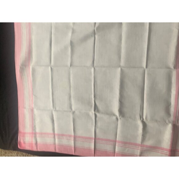 Vintage Plaid Cotton Tablecloth & Napkin Set in Pink & Aqua 48 inch - Picture 7 of 16